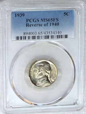 1939 Reverse of 1940 Jefferson Nickel PCGS MS65FS Full Steps PQ #H639U - Image 1 of 4