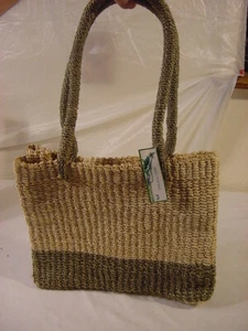 NWT - ABACA TOTE BAG NATURAL ABACA WOVEN TOTE 10X12X4 - Picture 1 of 4