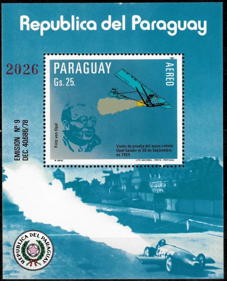 Paraguai 1983 ☀ Correio Aéreo - Tecnologia Alemã de Foguetes ☀ MNH** - Imagem 1 de 1