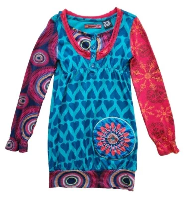 DESIGUAL Girls 7/8 Dress Red Green Multi Print - Image 1 of 4