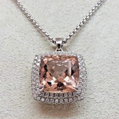 NUEVO COLGANTE DE MORGANITA 1 QUILATE DE DIAMANTES CADENA DE 20 PULGADAS VENTA AL POR MENOR $5,100 Foto 1 de 4