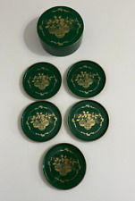 Otagiri Gibson Cards Lacquerware Christmas Tree Coasters Set of 5 w/ Box
