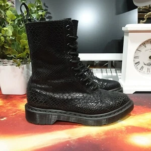 RAR!!! Dr Martens Alix Snake Print Hi Shine 10 Eye Boots Größe UK 4 - Bild 1 von 20