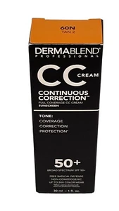 Dermablend Professional Continuous Correction CC Cream SPF50+ 60N Tan 2 - 1 Oz - Picture 1 of 1