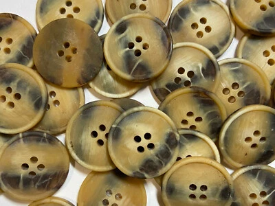 Premium Imitation Horn Button Matte Finish w/Rim Camel/Brown 13mm 15mm 23mm 4h - Image 1 of 2