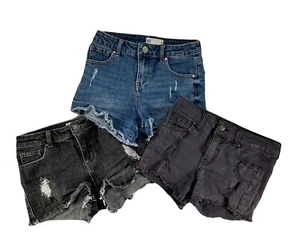 RSQ Jean Shorts 3 Pair Bundle High Rise Cutoff Black Blue Denim Tilly's Girls 10 - Picture 1 of 8