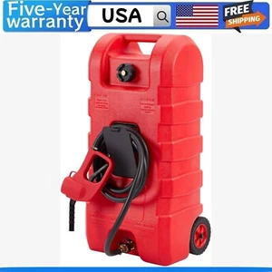 Fuel Caddy 15 Gallon Portable Gas Storage Tank Transfer Siphon Pump & Wheels - Picture 1 of 9