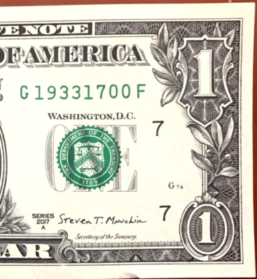 1933 Jan 7  or  1st July 1933: Birthday Note One Dollar Bill G 1933-1-7-00 F - Image 1 of 3