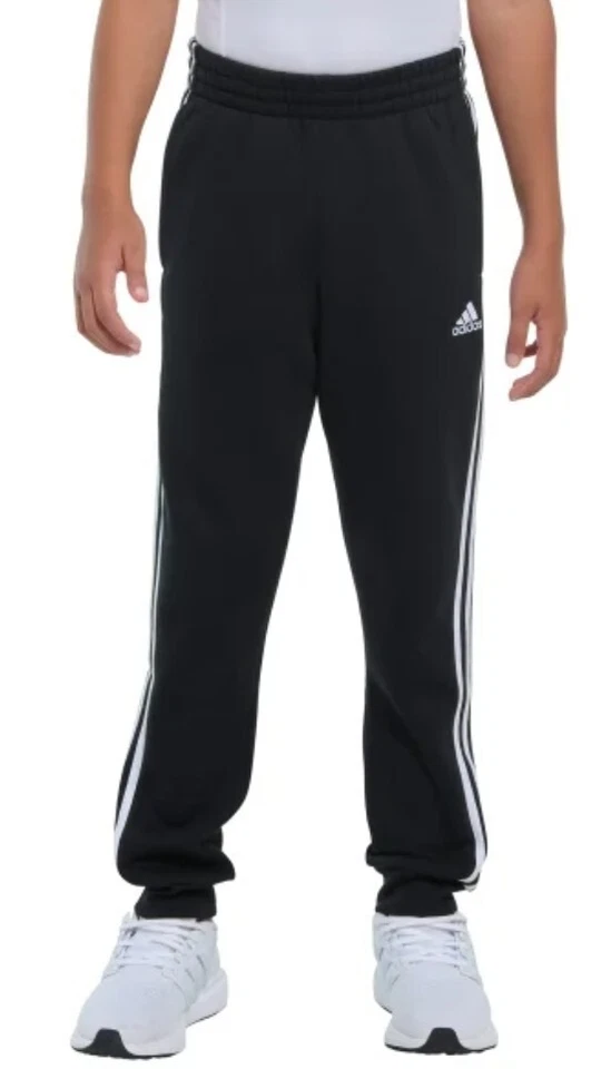 Boy's Adidas Size Large 14 - 16 Black White Three Stripe Active Joggers Pants