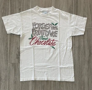 Vintage Christmas Single Stitch Peacock Papers Boston Fruitcake Shirt Men Large - Picture 1 of 8