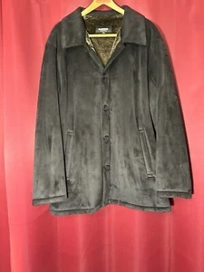 Claiborne Outerwear Black Faux Suede Jacket Faux Fur Lined MEN'S 2 Extra Large - Picture 1 of 24