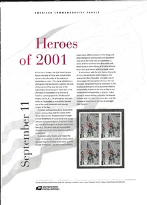 USPS COMMEMORATIVE PANEL #650-HEROS OF 2001 MNH BLK #B2 - Picture 1 of 1