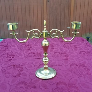 Vintage Baldwin Brass Candle Holder 2 Arm Candelabra Weighted Ornate Scroll - Picture 1 of 10