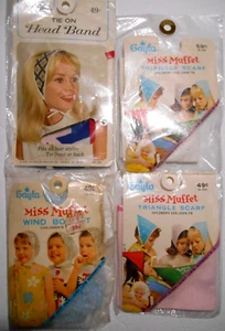 Vintage 1960's 4 Girls & Lady Triangle Head Scarf & Band Gayla Miss Muffet NEW - Picture 1 of 5