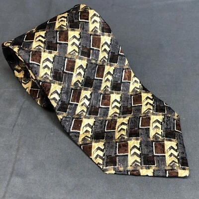 Barrington Tie Classic Geometric Earth Tone Abstract 58"L x 3.5"L 100% Silk - Image 1 of 4