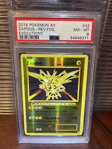 2016 Pokémon XY Evolutions Zapdos 42 Reverse Foil PSA 8 - Picture 1 of 3