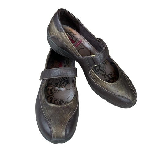 Scarpe ECCO Mary Jane donna 39 US 8 8 5 marrone metallo pelle slip on gancio e anello
