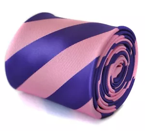cravatta collo a righe barbiere viola chiaro e cadbury classico di Frederick Thomas - Foto 1 di 5