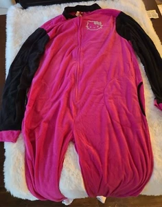 Sanrio 3D HELLO KITTY PNK/BLK 1 Piece Footed Pajamas XL - Picture 1 of 9
