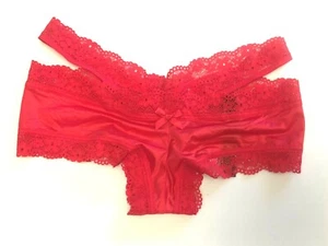 Victorias Secret Very Sexy Red Heart Cut-Out Back Cheeky Panties XS Lace Straps - Picture 1 of 12