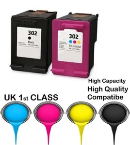 2 wiederbefüllte 302 Bk&c High Capacity & Quality Patronen für HP Drucker - Bild 1 von 1