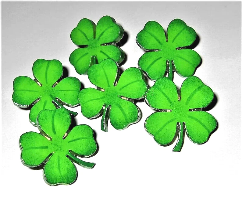 St Patrick's Day Shamrock Push Pins Hand Painted Wood Decorative Cork Board Pin - Image 1 of 1
