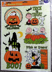 Snoopy Peanuts Gang Halloween Window Cling 12X17 Sheet Haunted House