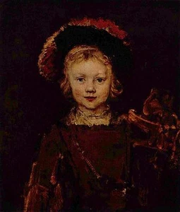 Oil painting portrait Rembrandt Harmensz van Rijn little girl no framed canvas - Picture 1 of 1