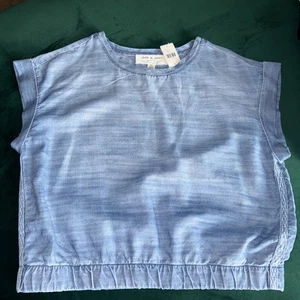 NWT Anthropologie Cloth & Stone Light Denim Sleeveless Cropped Banded Top Size M - Picture 1 of 6