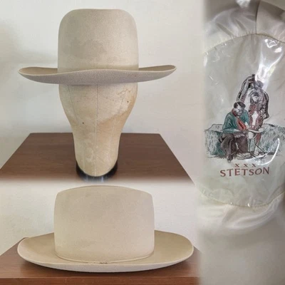 1950s 60s Vtg Stetson 3x Beaver 7 1/4 Last Drop Silverbelly Hat Cowboy Western - Image 1 of 4