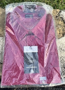 NWT  Van Heusen Button Up Dress Shirt Magenta Poplin XL 17 36/37 - Bild 1 von 4