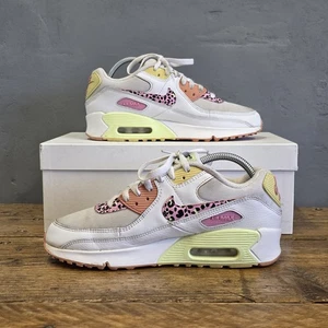 Nike Turnschuhe Damengröße 6 UK Air Max 90 GS Barley Pink Volt Rise Leopard Schuhe - Bild 1 von 11