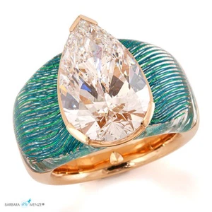 Ring Solitär 18K Roségold synthetisch hergestellter Diamant & Acryl Barbara Menz - Bild 1 von 12