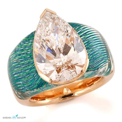 Ring Solitär 18K Roségold synthetisch hergestellter Diamant & Acryl Barbara Menz - Bild 1 von 4