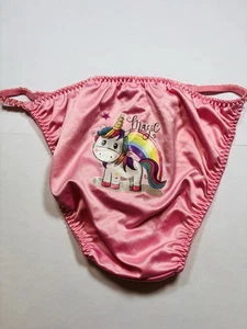 Vintage 80er Sissy SATIN kleines Einhorn magisches Pony Damen Höschen LA Höschen Größe Large - Bild 1 von 8