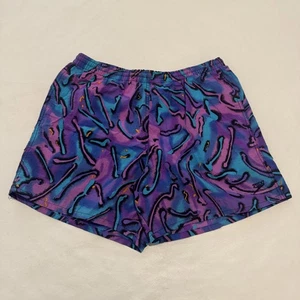 VINTAGE Speedo Badehose Herren Large lila türkis Mesh gefüttert Print Made USA 90s - Bild 1 von 12