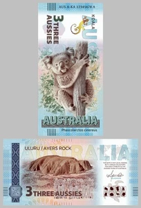 Australia / Australia 3 Aussies Souvenirsche 2025 Koala UV Holograma - Imagen 1 de 2