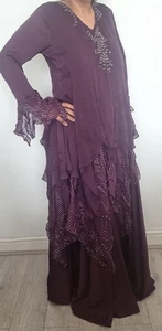 Boho Maxi Dress Wine Long Sleeve Corset Medieval Embroidered - Picture 1 of 6
