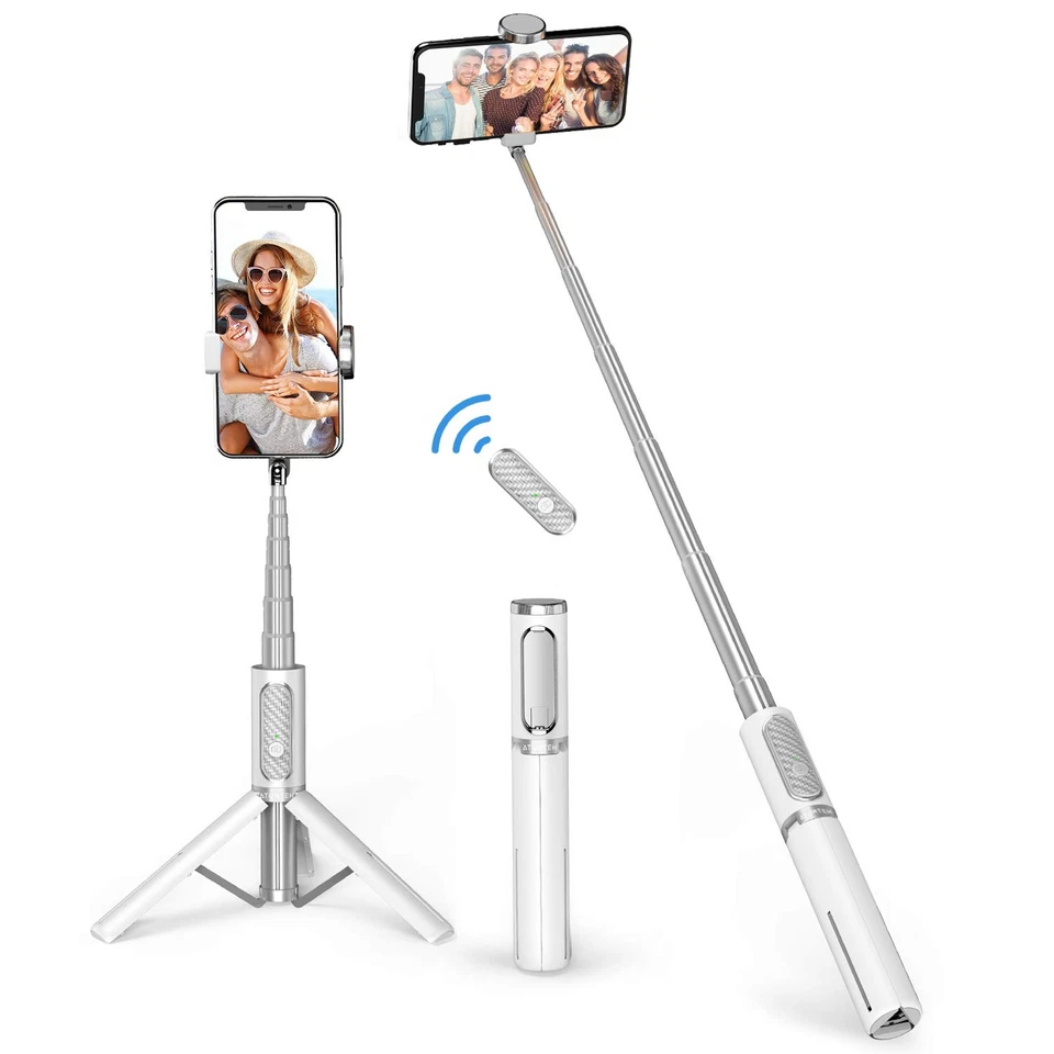 Atumtek Bluetooth Selfie Stick Pro Atss02 Tripod 3 in 1 Aluminum White Seale