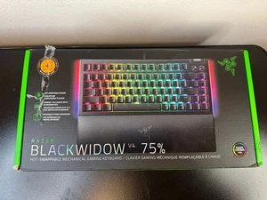 NB Razer BlackWidow V4 75% Mechanical Gaming Keyboard (Orange Switch) Black - Picture 1 of 6