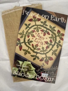 Blackbird Designs PEACE ON EARTH Cross Stitch Pattern & Fabric Loose Feathers 28 - Picture 1 of 4