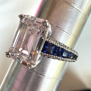 Stauer Art Deco Lab Created Diamant Aura & Saphir Verlobungsring Größe 7 - Bild 1 von 9