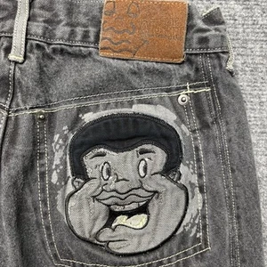 Fubu Fat Albert Jean Youth 14 26x27 Black Junkyard Gang Embroidered Platinum Y2K - Picture 1 of 12