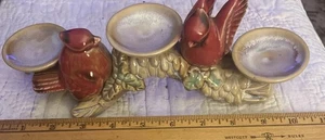 Cardinals on Log Ceramic Tealight Candle Holder Christmas 10” - Picture 1 of 5
