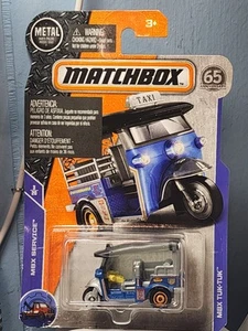 2018 METAL PARTS Matchbox Taxi MBX TUK-TUK Service Blue 15/125- 65TH Anniversary - Picture 1 of 6