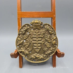 Vintage chinesische dekorative Messing Teekanne Ständer Fuß rund 3,75" Untersetzer strukturiert - Bild 1 von 6