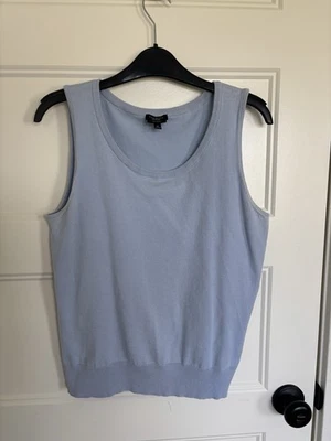 Camiseta sin mangas Talbots para mujer suéter tejido algodón Pima azul bebé talla M Foto 1 de 4