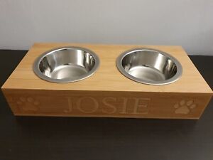 Personalised Laser Engraved Bamboo Wood Pet Bowls, Dog Bowls, Personalised Gift 