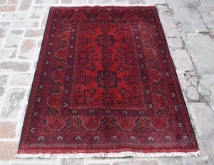 3'5 x 5'2 alfombra de lana afgana tribal turca oriental anudada a mano, alfombra de lana 3x5 - Imagen 1 de 10