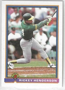 1991 Bowman #213 Rickey Henderson Oakland Athletics A's HOF